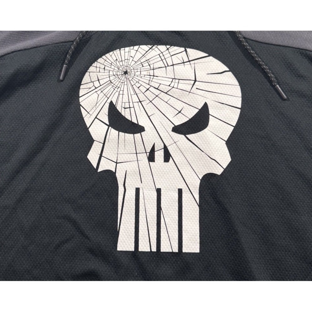 Marvel Punisher Skull Hoodie Mens Medium Black Gray Pullover Sweatshirt - Picture 2 of 9